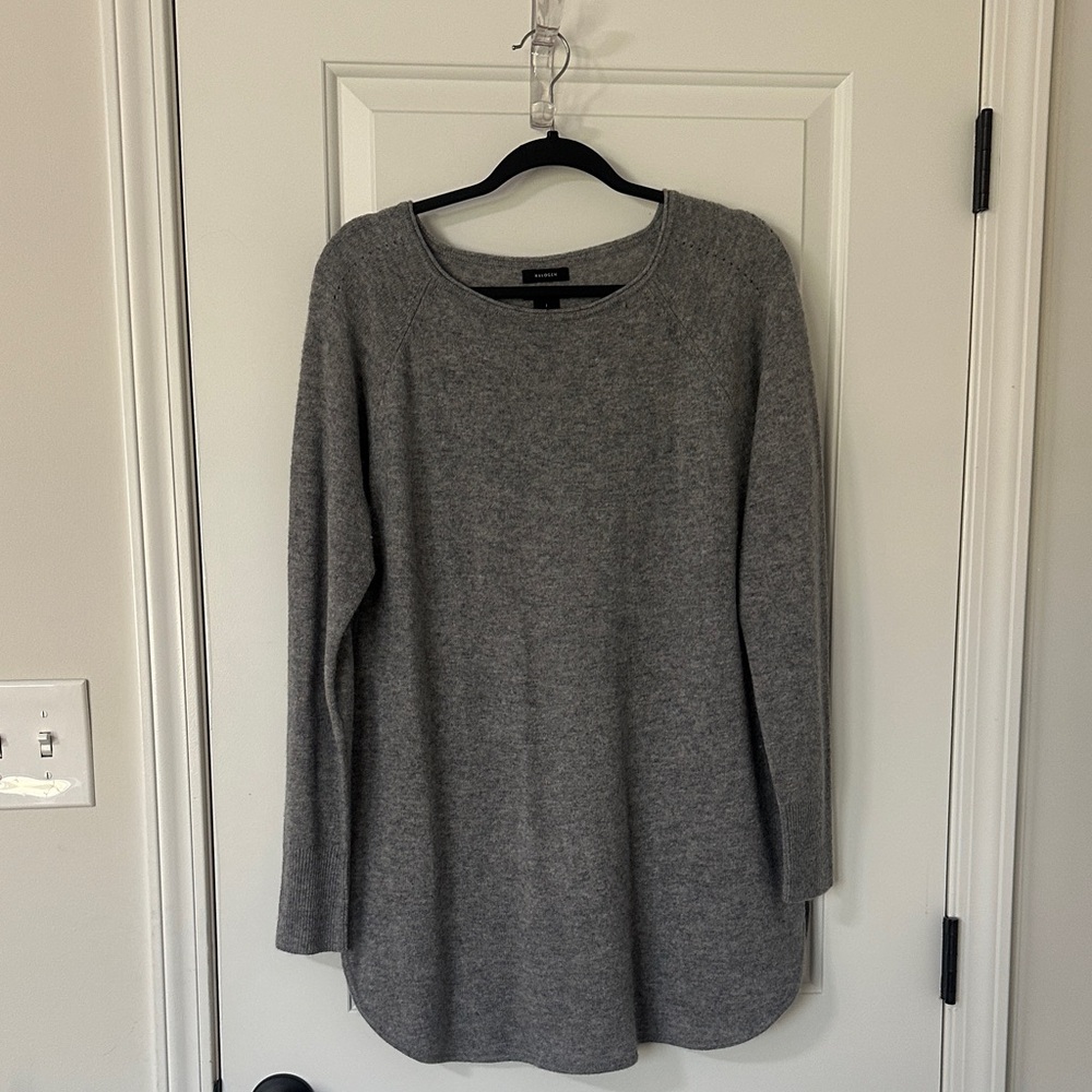 Halogen Cashmere Blend Sweater in Gray W/ Side Slit